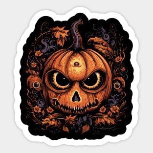 Halloween Pumpkin, Spooky Pumpkin Face Sticker